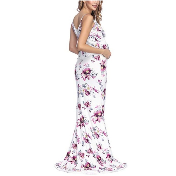 Floral Maternity Fitted Gown - Picture 3 of 4
